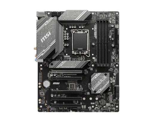 [B760 GAMING PLUS WIFI] MSI B760 GAMING PLUS WIFI - Placa base - ATX - Socket LGA1700 - B760 Chipset - USB 3.2 Gen 1, USB 3.2 Gen 2, USB-C 3.2 Gen2 - 2.5 Gigabit LAN, Bluetooth, Wi-Fi - Tarjeta gráfica (CPU necesaria) - HD Audio (8-canales)
