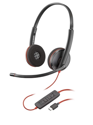 [76J23AA] Poly Blackwire 3325 - Blackwire 3300 series - auricular - en oreja - cableado - cancelación de sonido activo - conector de 3,5 mm, USB-C - negro - Certificado para Equipos de Microsoft