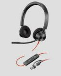 [76J22AA] Poly Blackwire 3325 - Blackwire 3300 series - auricular - en oreja - cableado - cancelación de sonido activo - conector de 3,5 mm, USB-C - negro
