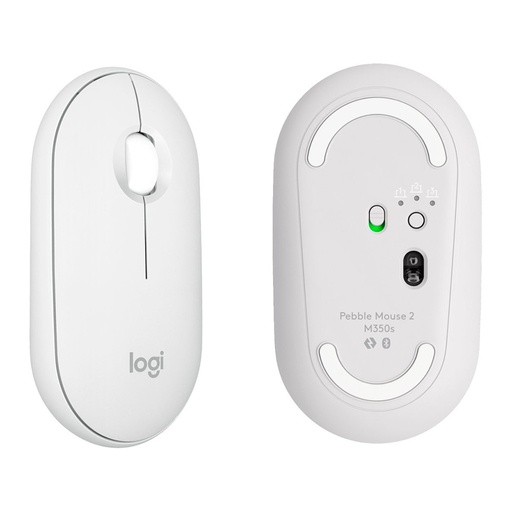 [910-007047] Logitech Pebble Mouse 2 M350s - Ratón - óptico - 3 botones - inalámbrico - Bluetooth - blanco