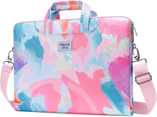 MOSISO Bolsa de computadora portátil para mujer, bolsa de computadora de 15 pulgadas compatible con MacBook, HP, Dell, Lenovo, Asus, Notebook, bolsa de hombro para laptop de 15.6 pulgadas con correa