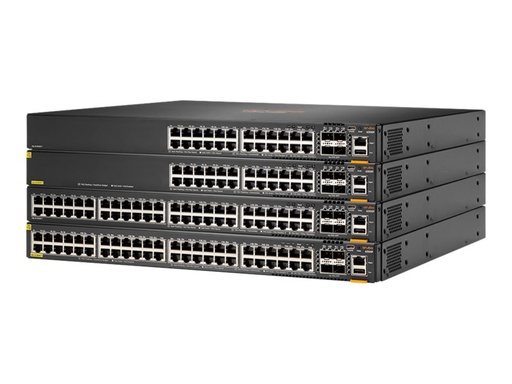 [JL665A] HPE Aruba 6300F - Conmutador - L3 - Gestionado - 48 x 10/100/1000 (PoE+) + 4 x 50 Gigabit Ethernet SFP56 - flujo de aire de delante hacia atrás - montaje en rack - PoE+ - Conforme a la TAA
