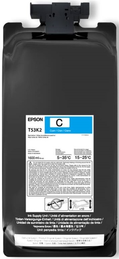 [T53K220] Epson T53K2 - Paquete de 2 - 1.6 L - gran capacidad - cián - original - paquete de tinta - para SureColor F6470, F6470H