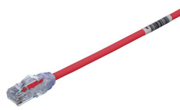 [UTP28X1RD] UTP28X1RD-/Cable de conexión de cobre UTP de 28 AWG Cat 6A, 1 pie, rojo