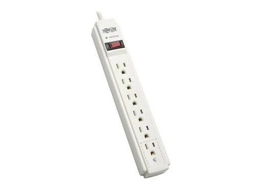 [TLP606] Eaton Tripp Lite Series Surge Protector Power Strip 120V 6 Outlet 6' Cord 790 Joule - Protector contra sobretensiones - 15 A - CA 120 V - 1800 vatios - conectores de salida: 6 - gris - para P/N: CLAMPUSBLK, CLAMPUSW